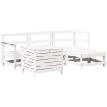 vidaXL Set canapea de grădină, 5 piese, alb, lemn masiv de pin