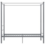 vidaXL Cadru de pat cu baldachin, gri, 90x200 cm, metal