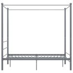 vidaXL Cadru de pat cu baldachin, gri, 140x200 cm, metal