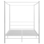 vidaXL Cadru de pat cu baldachin, alb, 160x200 cm, metal