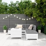 vidaXL Set canapea de grădină, 6 piese, alb, lemn masiv pin