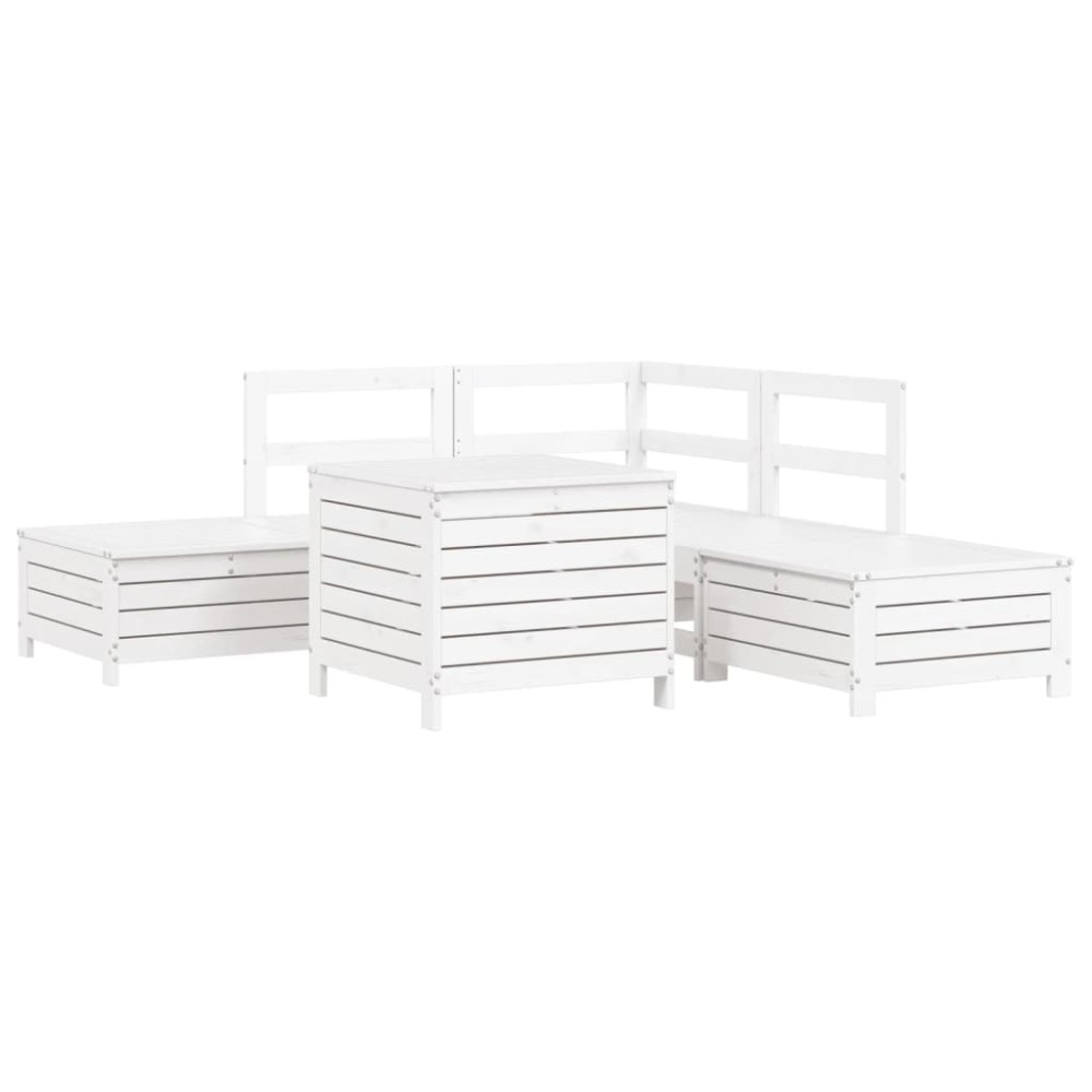 vidaXL Set canapea de grădină, 6 piese, alb, lemn masiv pin