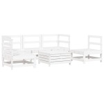 vidaXL Set canapea de grădină, 6 piese, alb, lemn masiv pin