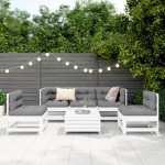vidaXL Set canapea de grădină, 6 piese, alb, lemn masiv pin