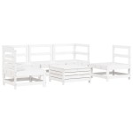 vidaXL Set canapea de grădină, 6 piese, alb, lemn masiv pin