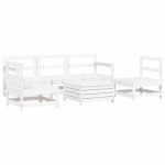 vidaXL Set canapea de grădină, 6 piese, alb, lemn masiv pin