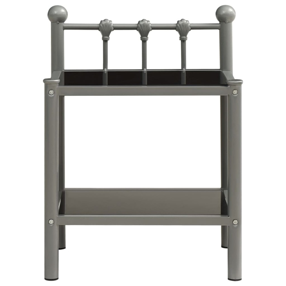vidaXL Noptieră, gri și negru, 45x34,5x60,5 cm, metal și sticlă