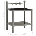 vidaXL Noptieră, gri și negru, 45x34,5x60,5 cm, metal și sticlă