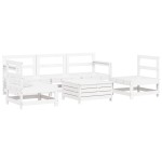 vidaXL Set canapea de grădină, 6 piese, alb, lemn masiv pin