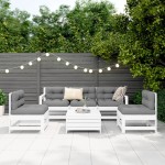vidaXL Set canapea de grădină, 6 piese, alb, lemn masiv pin