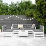 vidaXL Set canapea de grădină, 6 piese, alb, lemn masiv pin