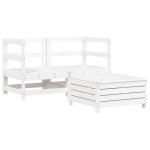 vidaXL Set canapea de grădină, 3 piese, alb, lemn masiv de pin