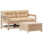 vidaXL Set mobilier grădină cu perne, 3 piese, lemn masiv de pin