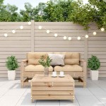 vidaXL Set mobilier grădină cu perne, 3 piese, lemn masiv de pin