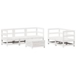 vidaXL Set canapea de grădină, 6 piese, alb, lemn masiv pin