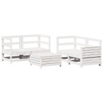 vidaXL Set canapea de grădină, 5 piese, alb, lemn masiv de pin