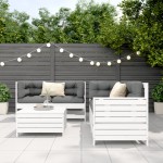 vidaXL Set canapea de grădină, 5 piese, alb, lemn masiv de pin