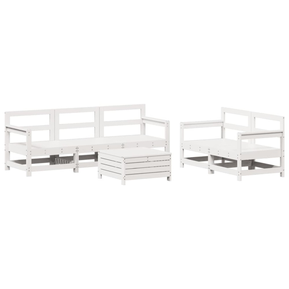 vidaXL Set canapea de grădină, 6 piese, alb, lemn masiv pin