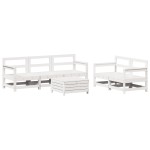 vidaXL Set canapea de grădină, 6 piese, alb, lemn masiv pin