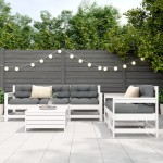 vidaXL Set canapea de grădină, 6 piese, alb, lemn masiv pin
