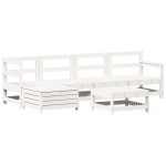 vidaXL Set canapea de grădină, 6 piese, alb, lemn masiv pin