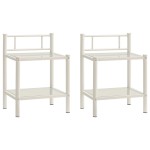 vidaXL Noptiere, 2 buc., alb și transparent, metal și sticlă vidaXL Noptiere, 2 buc., alb și transparent, metal și sticlă