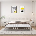 vidaXL Noptiere, 2 buc., alb și transparent, metal și sticlă vidaXL Noptiere, 2 buc., alb și transparent, metal și sticlă
