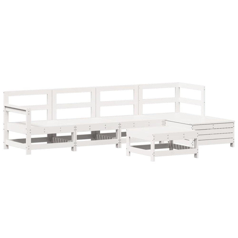 vidaXL Set canapea de grădină, 6 piese, alb, lemn masiv pin