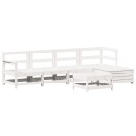 vidaXL Set canapea de grădină, 6 piese, alb, lemn masiv pin