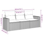 vidaXL Set mobilier de grădină cu perne, 3 piese, negru, poliratan vidaXL Set mobilier de grădină cu perne, 3 piese, negru, poliratan