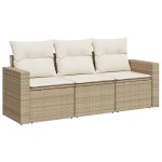 vidaXL Set canapele de grădină, 3 piese, cu perne, bej, poliratan vidaXL Set canapele de grădină, 3 piese, cu perne, bej, poliratan