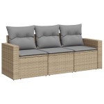 vidaXL Set canapele de grădină, 3 piese, cu perne, bej, poliratan vidaXL Set canapele de grădină, 3 piese, cu perne, bej, poliratan