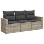 vidaXL Set canapele de grădină cu perne, 3 piese gri deschis poliratan