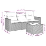 vidaXL Set mobilier de grădină cu perne, 4 piese, negru, poliratan vidaXL Set mobilier de grădină cu perne, 4 piese, negru, poliratan