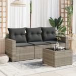 vidaXL Set canapea de grădină cu perne, 4 piese, gri deschis poliratan vidaXL Set canapea de grădină cu perne, 4 piese, gri deschis poliratan