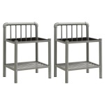vidaXL Noptiere, 2 buc., gri și negru, metal și sticlă vidaXL Noptiere, 2 buc., gri și negru, metal și sticlă