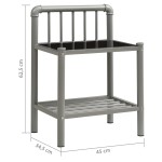 vidaXL Noptiere, 2 buc., gri și negru, metal și sticlă vidaXL Noptiere, 2 buc., gri și negru, metal și sticlă