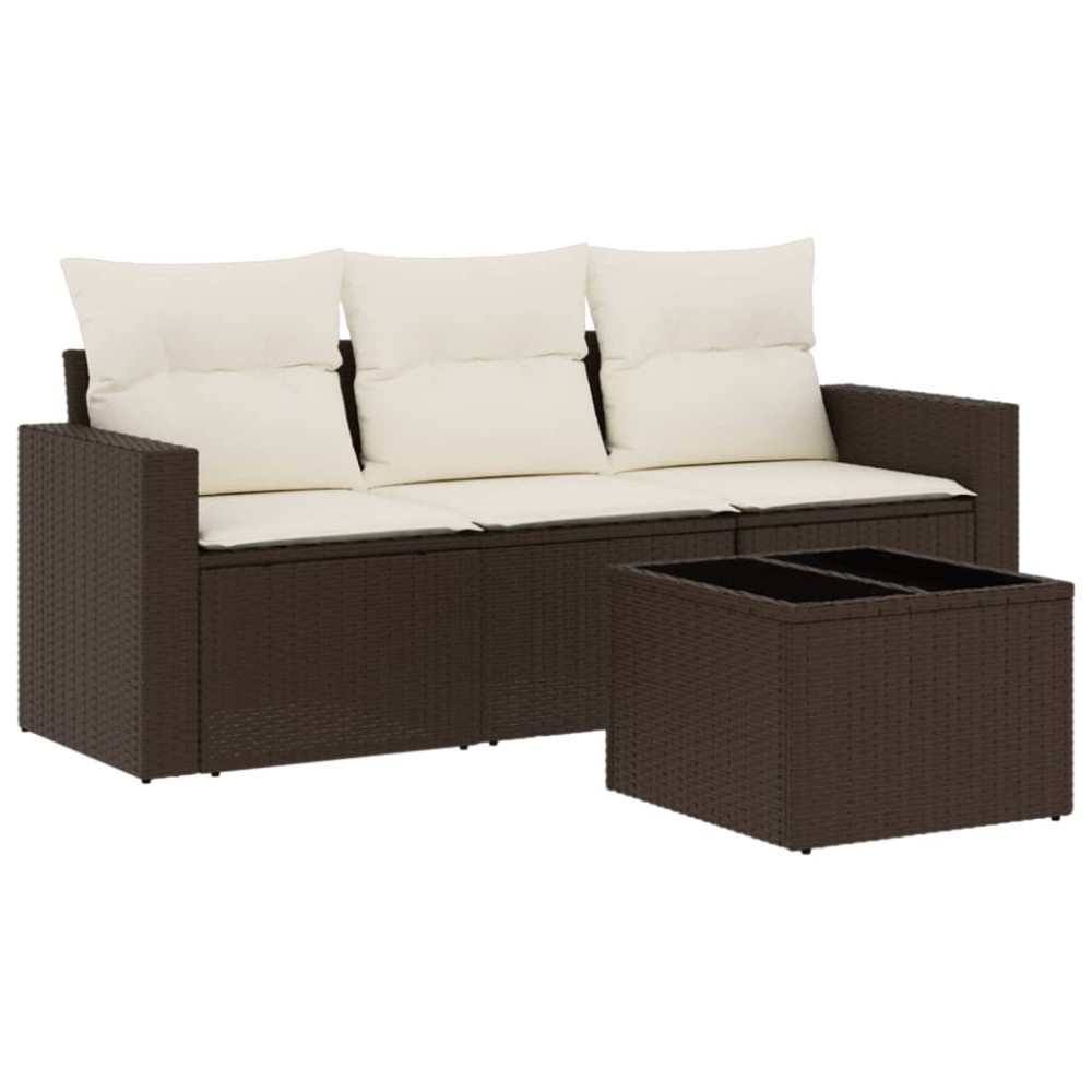 vidaXL Set canapele de grădină, 4 piese, cu perne, maro poliratan maro