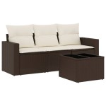 vidaXL Set canapele de grădină, 4 piese, cu perne, maro poliratan maro