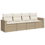 vidaXL Set canapele de grădină, 4 piese, cu perne, bej, poliratan vidaXL Set canapele de grădină, 4 piese, cu perne, bej, poliratan