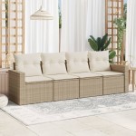 vidaXL Set canapele de grădină, 4 piese, cu perne, bej, poliratan vidaXL Set canapele de grădină, 4 piese, cu perne, bej, poliratan