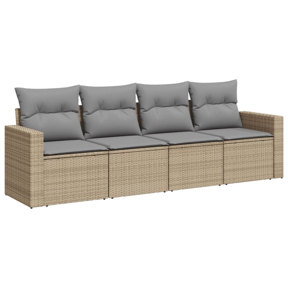 vidaXL Set canapele de grădină, 4 piese, cu perne, bej, poliratan