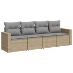 vidaXL Set canapele de grădină, 4 piese, cu perne, bej, poliratan vidaXL Set canapele de grădină, 4 piese, cu perne, bej, poliratan