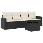 vidaXL Set mobilier de grădină cu perne, 5 piese, negru, poliratan