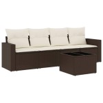 vidaXL Set canapele de grădină cu perne, 5 piese, maro, poliratan