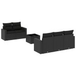 vidaXL Set mobilier de grădină cu perne, 6 piese, negru, poliratan vidaXL Set mobilier de grădină cu perne, 6 piese, negru, poliratan