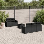 vidaXL Set mobilier de grădină cu perne, 6 piese, negru, poliratan vidaXL Set mobilier de grădină cu perne, 6 piese, negru, poliratan