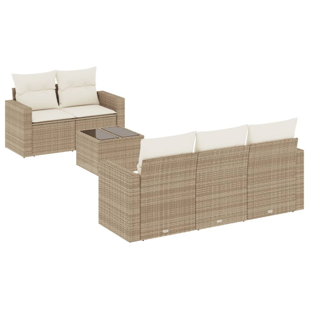 vidaXL Set canapele de grădină cu perne, 6 piese, bej, poliratan
