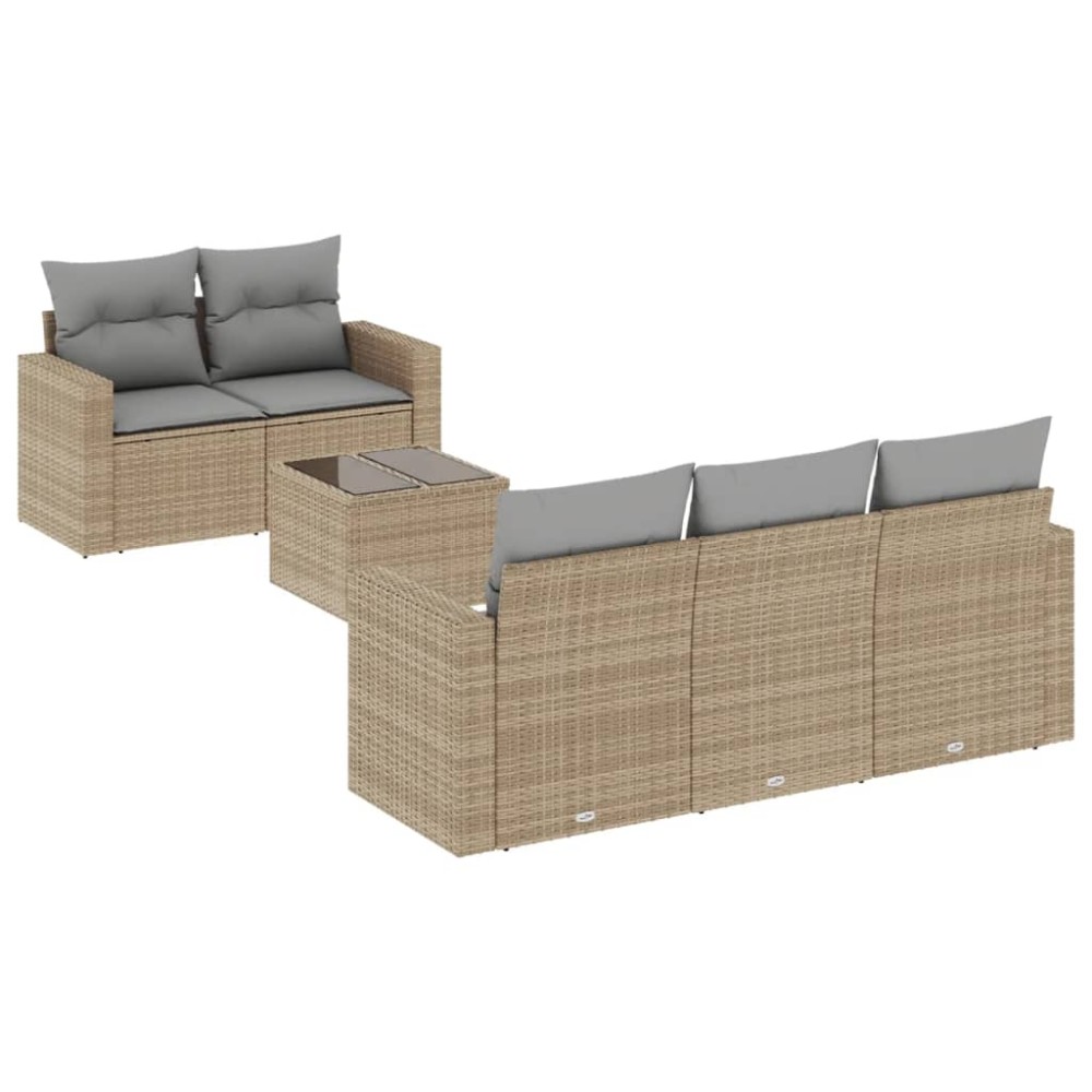vidaXL Set canapele de grădină cu perne, 6 piese, bej, poliratan