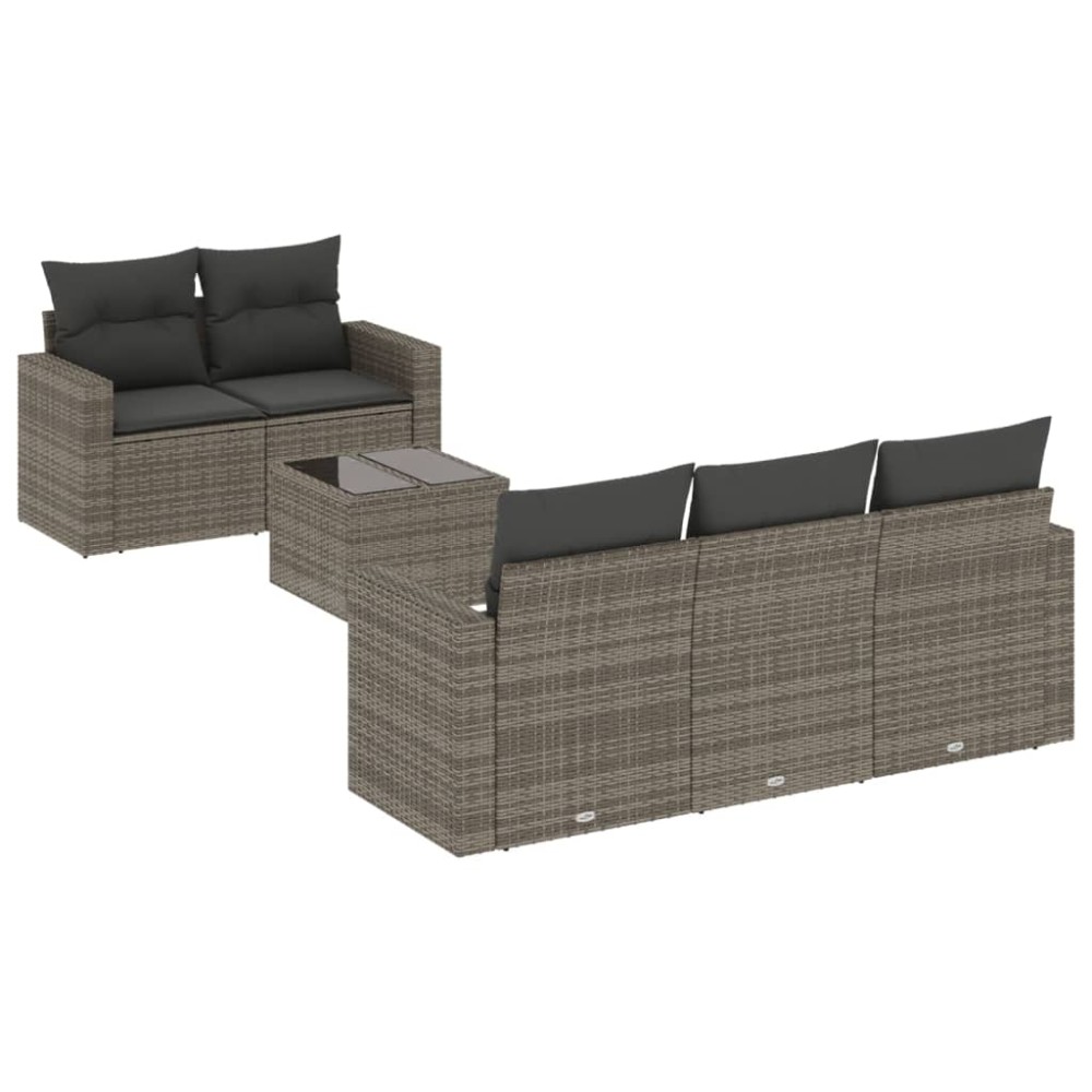vidaXL Set mobilier grădină cu perne, 6 piese, gri, poliratan